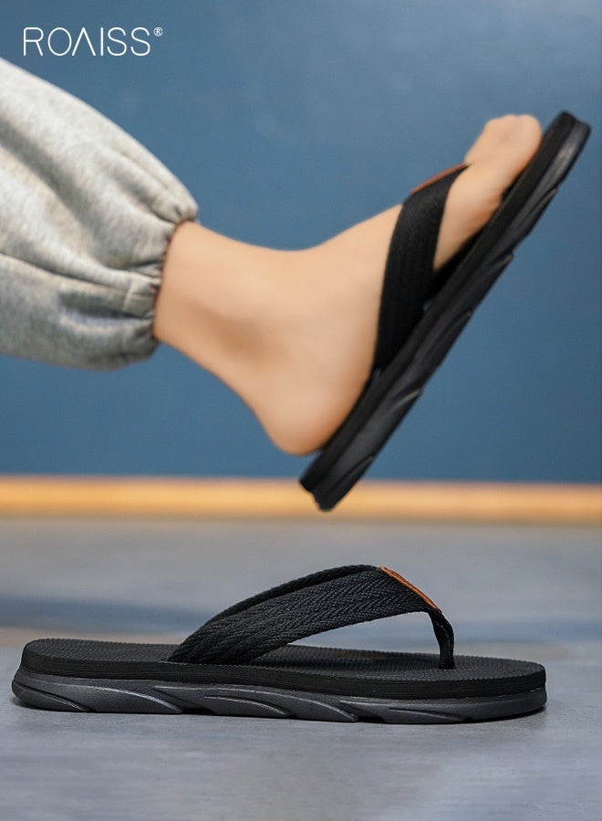roaiss Men's All Match French Soft Slippers Versatile Flip-Flops for Beach and Outdoor Wear Non-slip Soles, Superior Comfort Casual Fashionable Black - Image 3